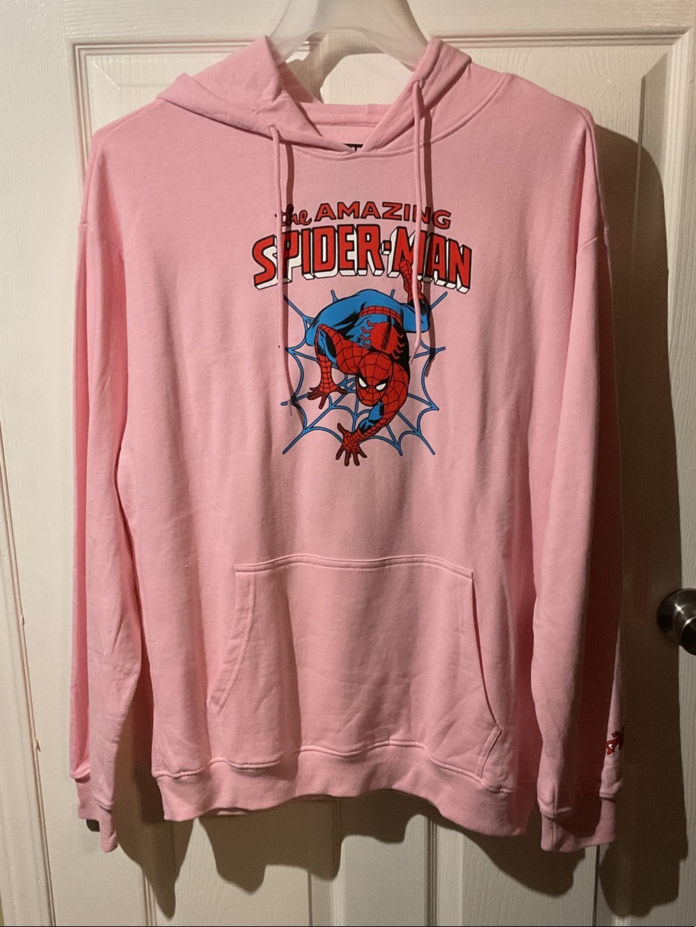 Marvel Pink The Amazing Spider-Man Pullover Hoodie with Backhit and Arm Hit
